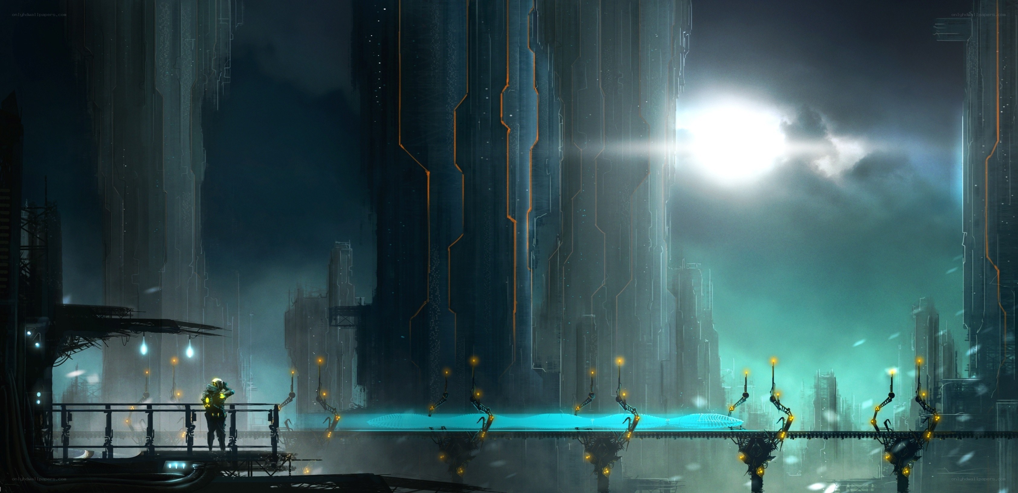 futuristic city at night