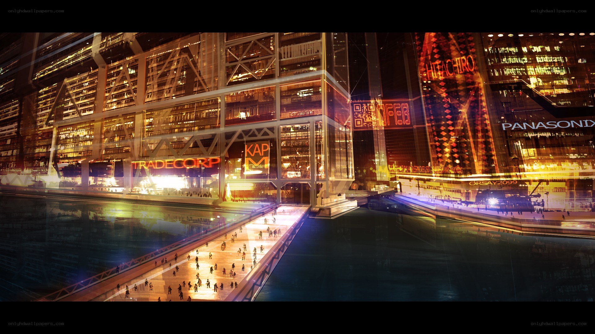 futuristic city at night