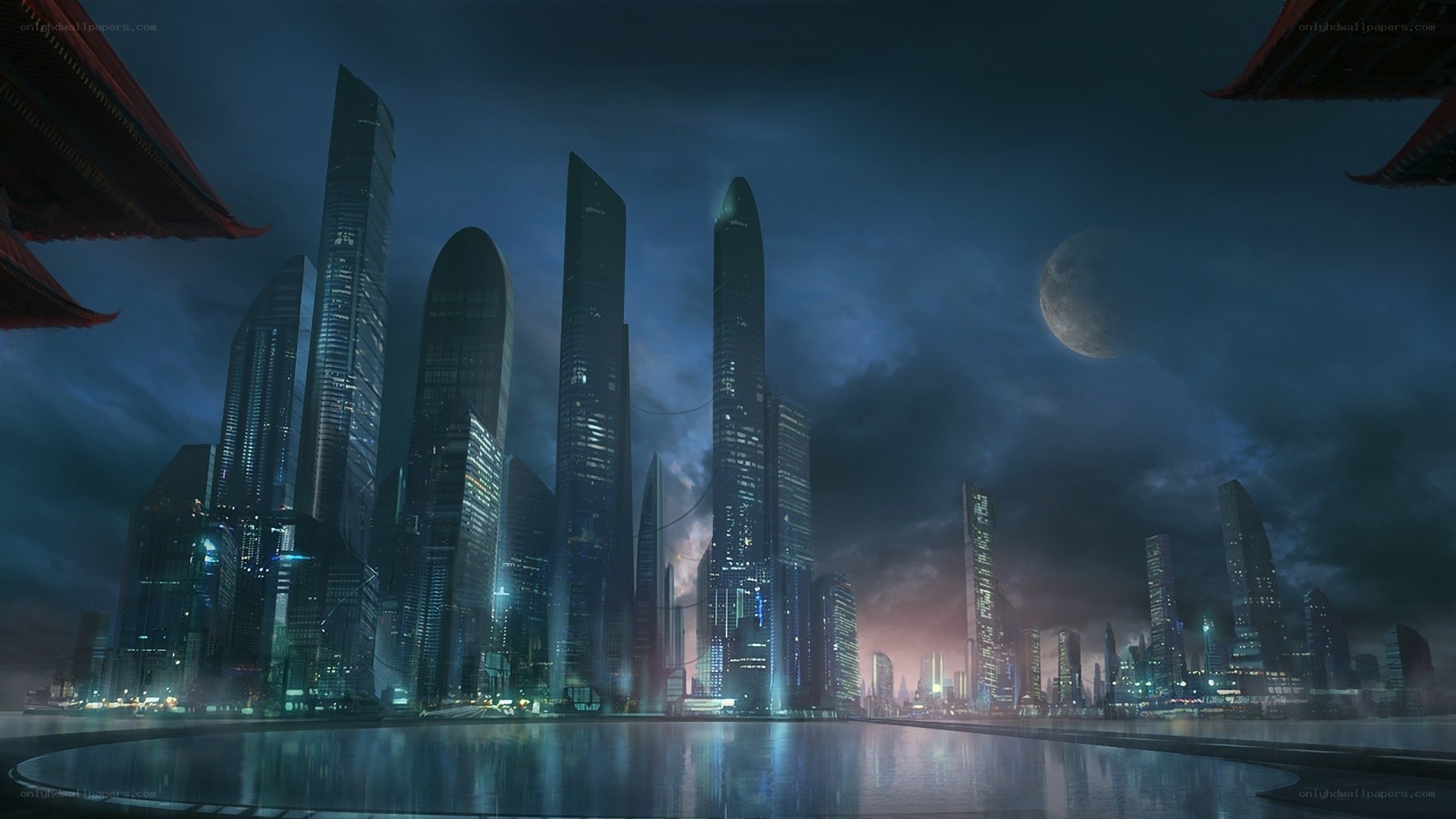 futuristic city at night