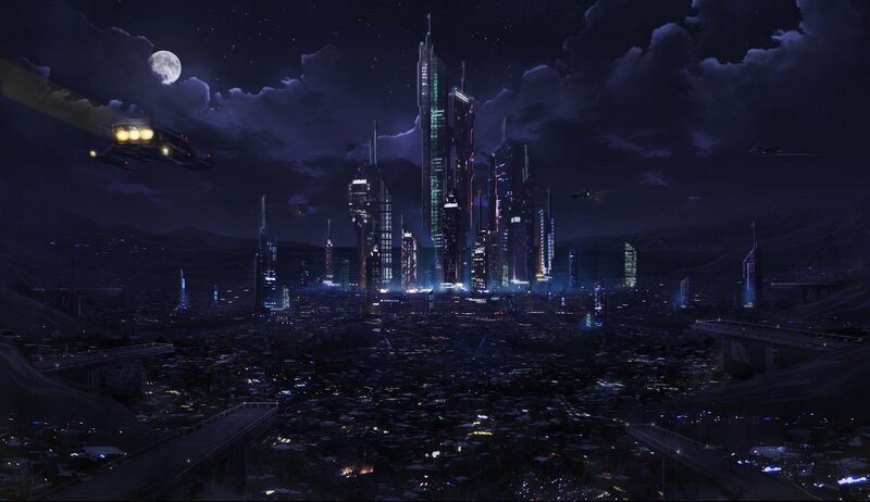 futuristic city at night