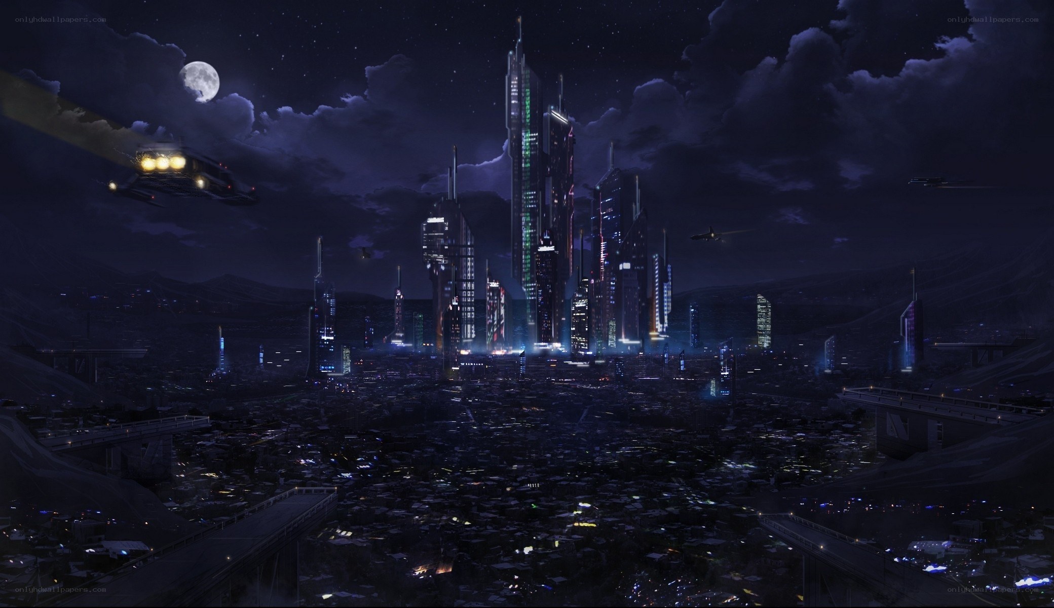 futuristic city at night