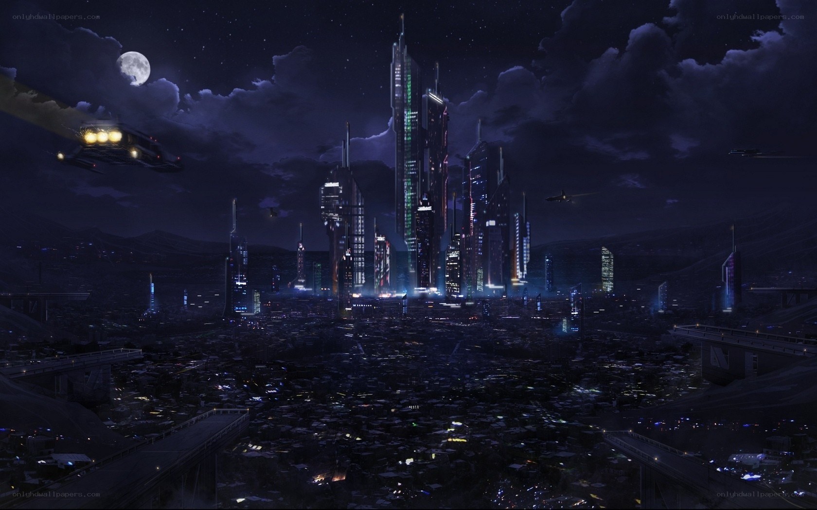 futuristic city at night