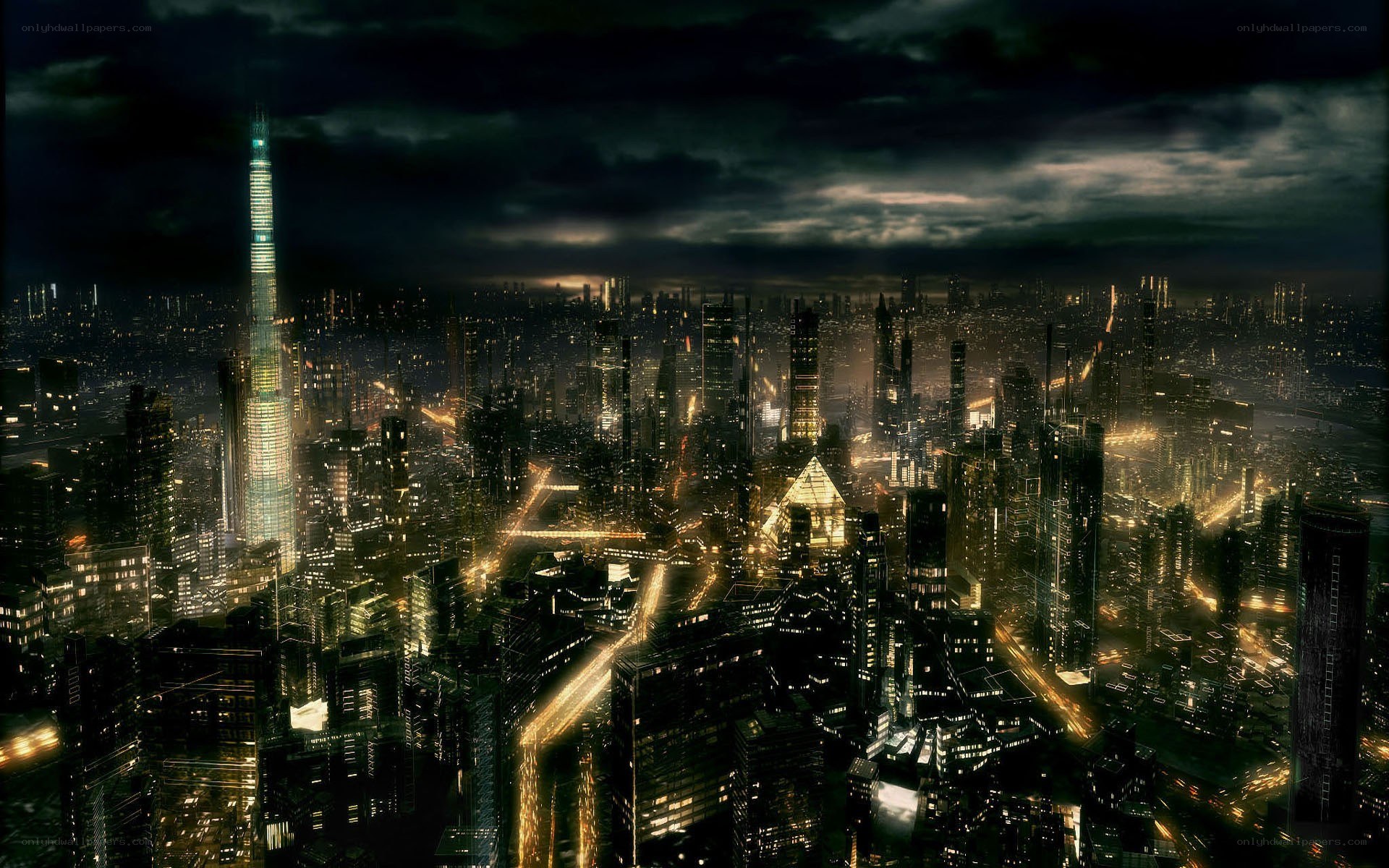 futuristic city at night