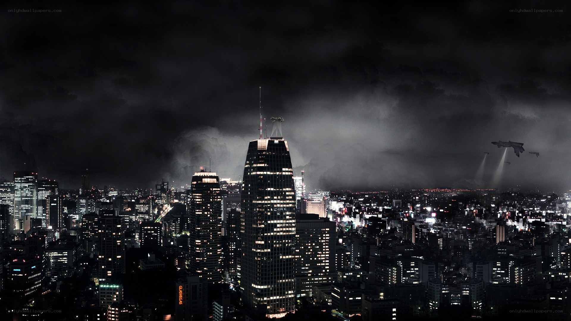 futuristic city at night