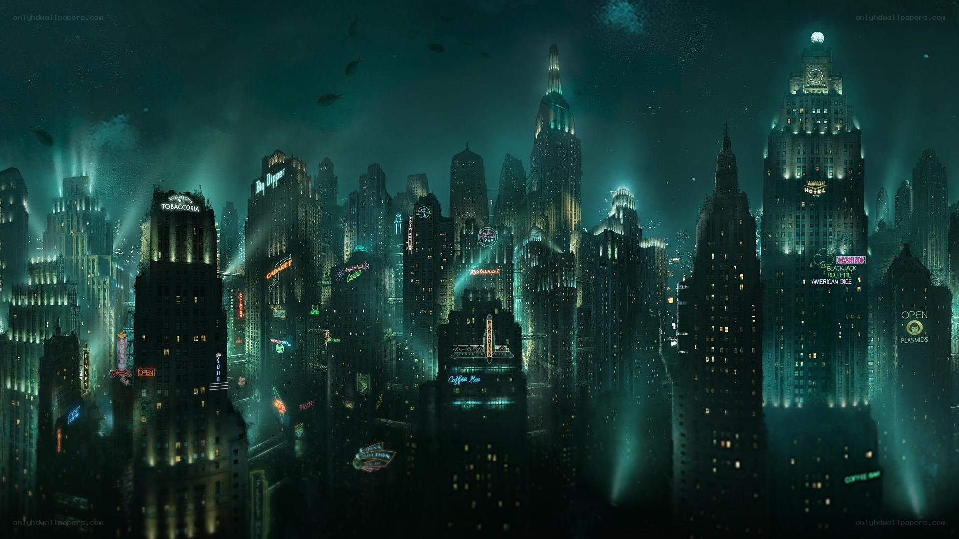 futuristic city at night