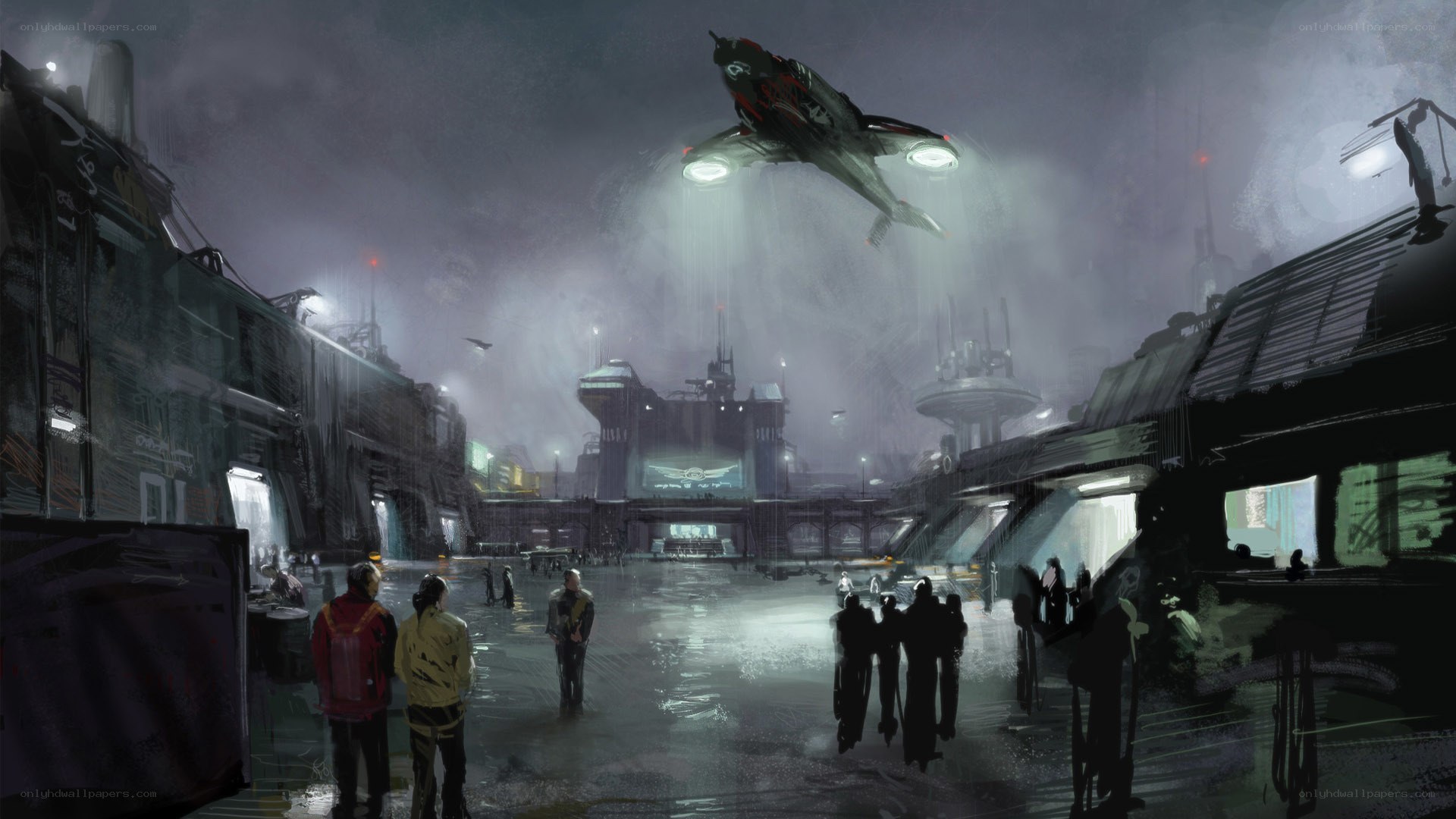futuristic city at night
