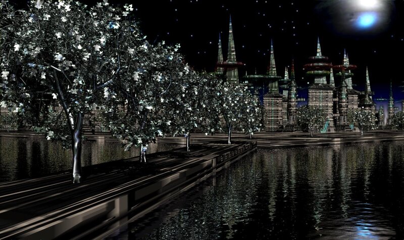 futuristic city at night
