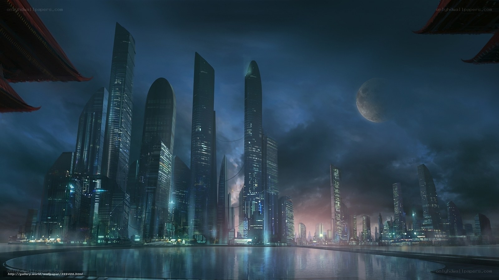 futuristic city at night