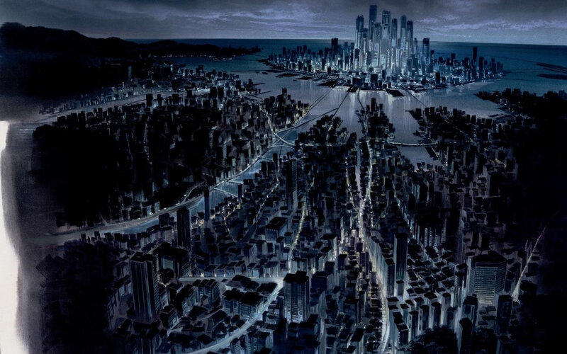 futuristic city at night