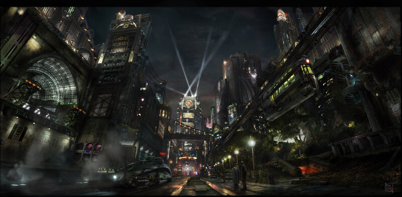 futuristic city at night