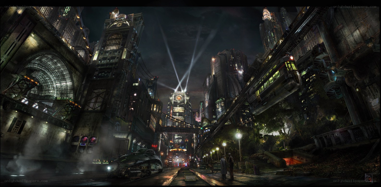 futuristic city at night