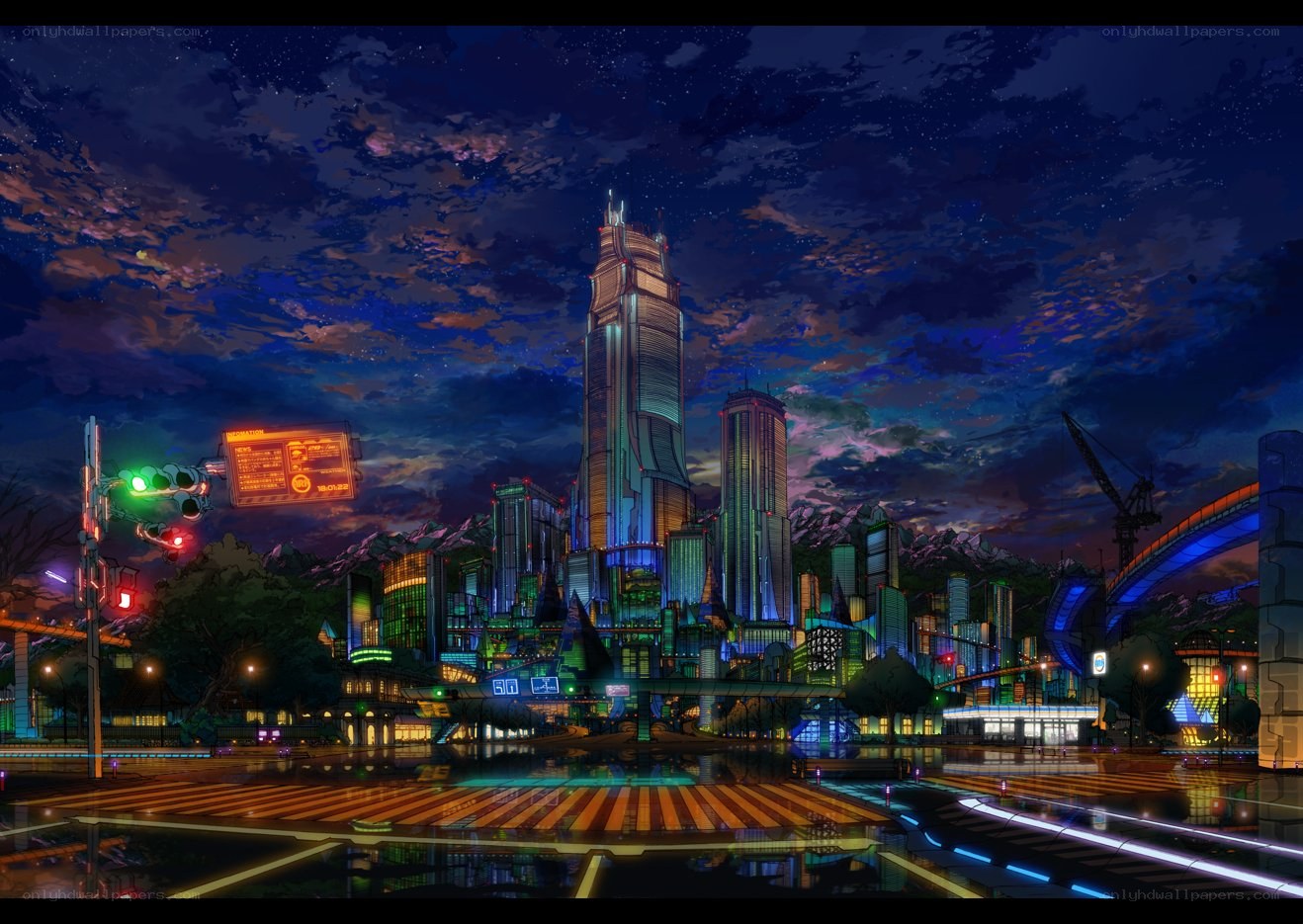 futuristic city at night