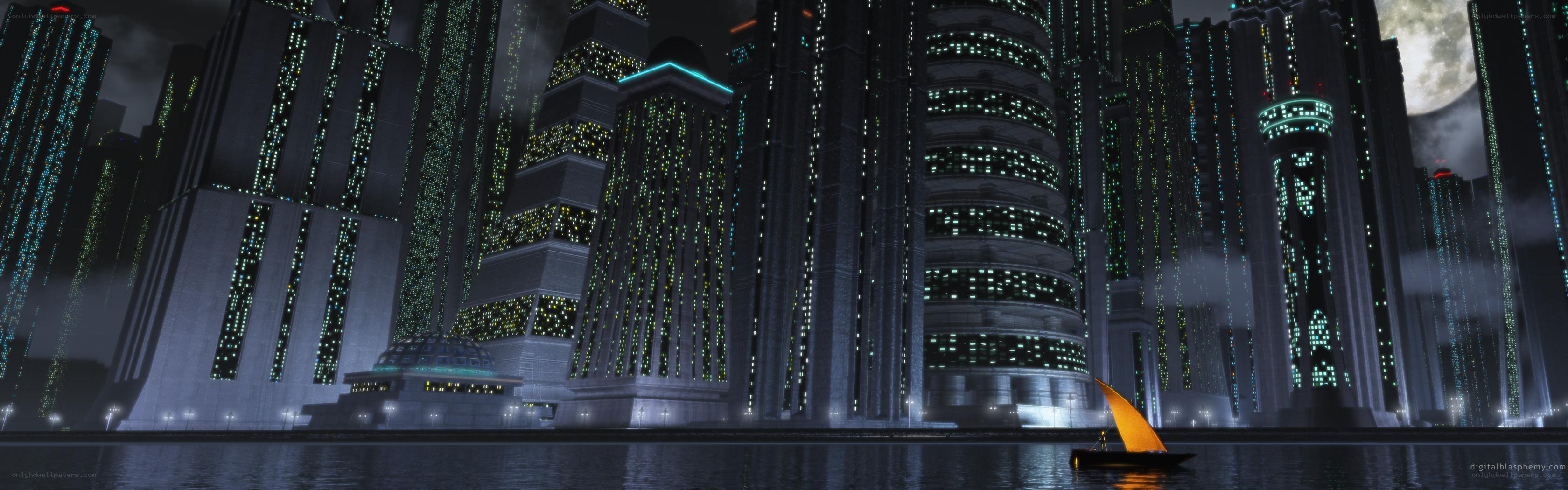 futuristic city at night