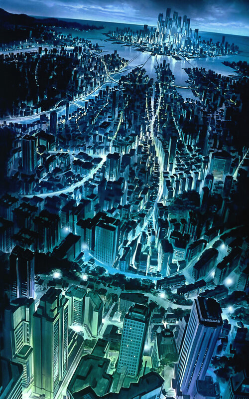 futuristic city at night