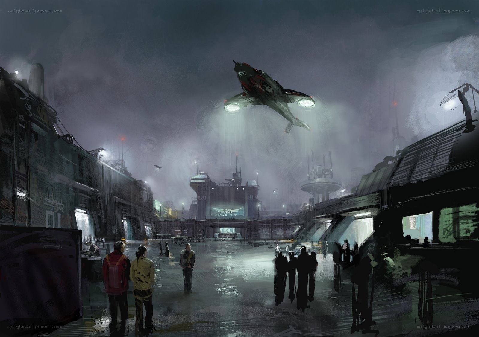 futuristic city at night