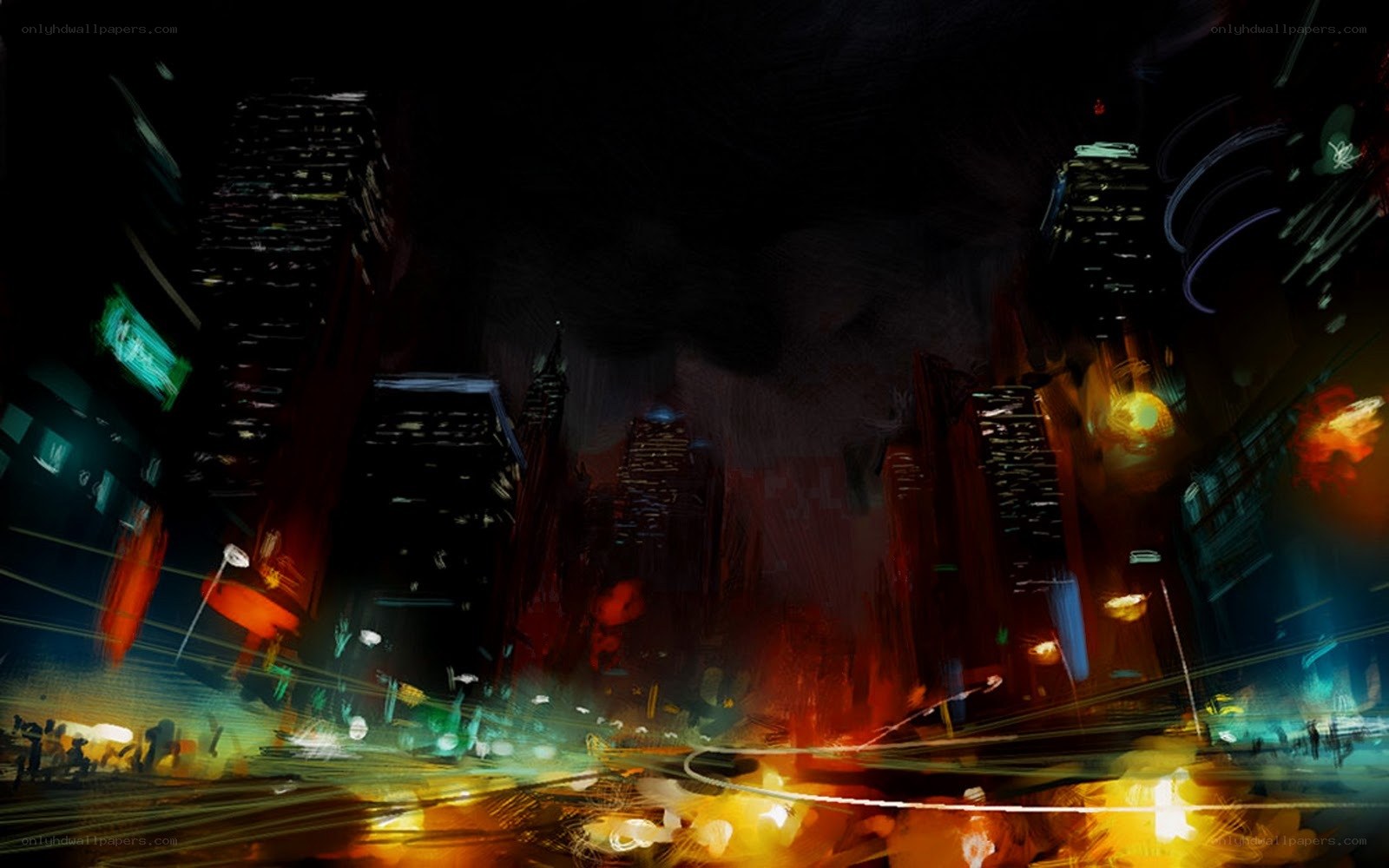 futuristic city at night