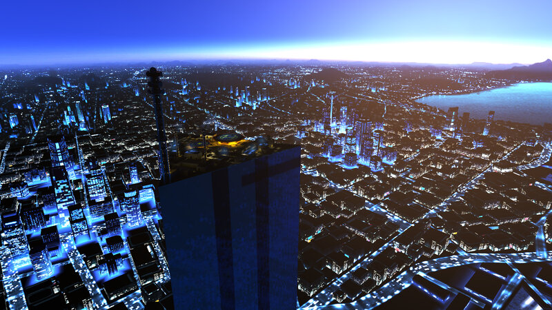 futuristic city at night