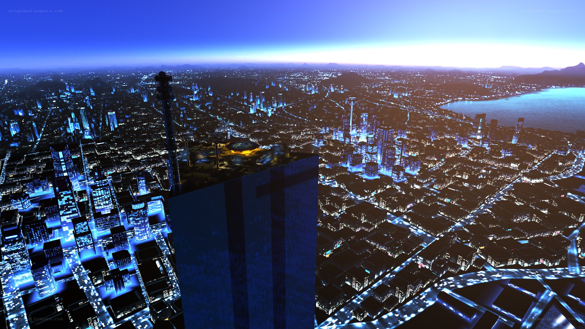 futuristic city at night