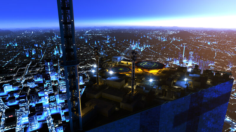 futuristic city at night