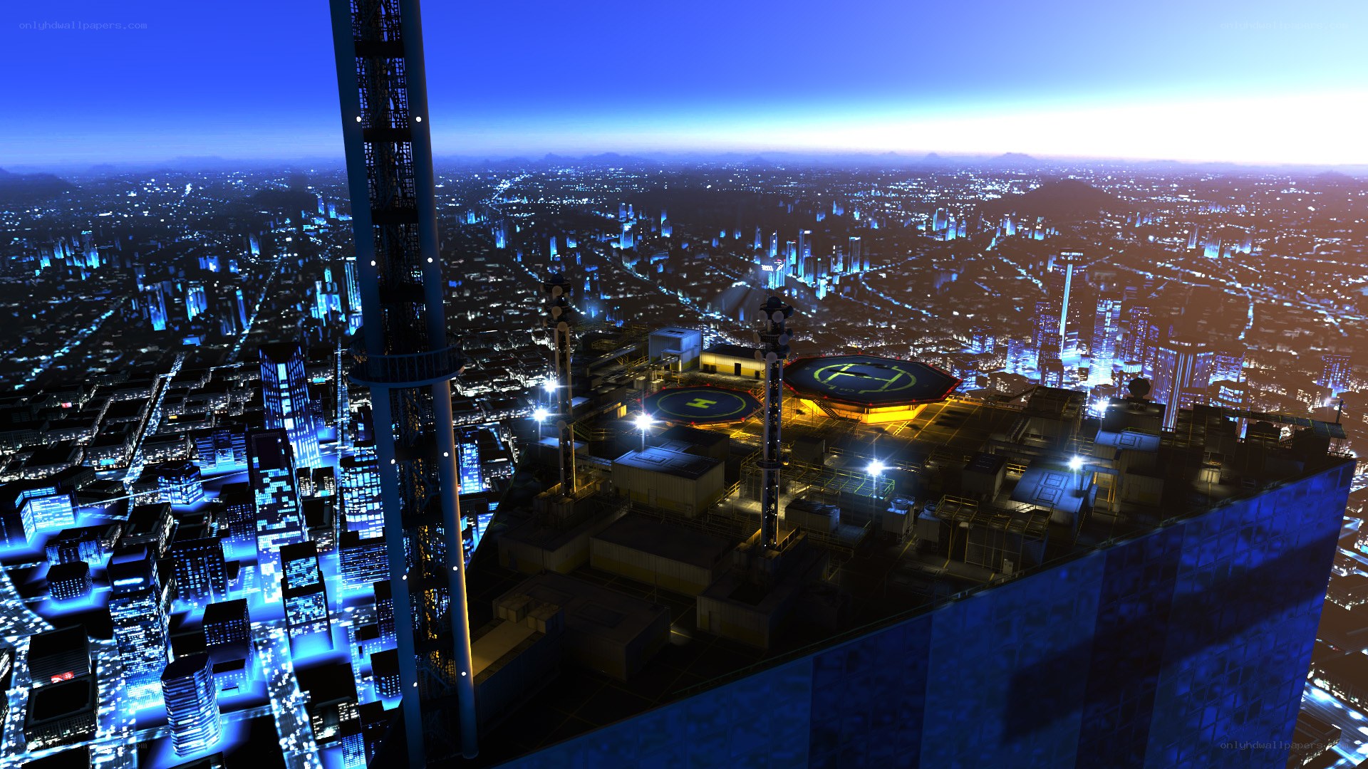 futuristic city at night