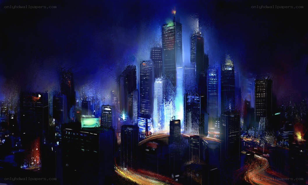 futuristic city at night