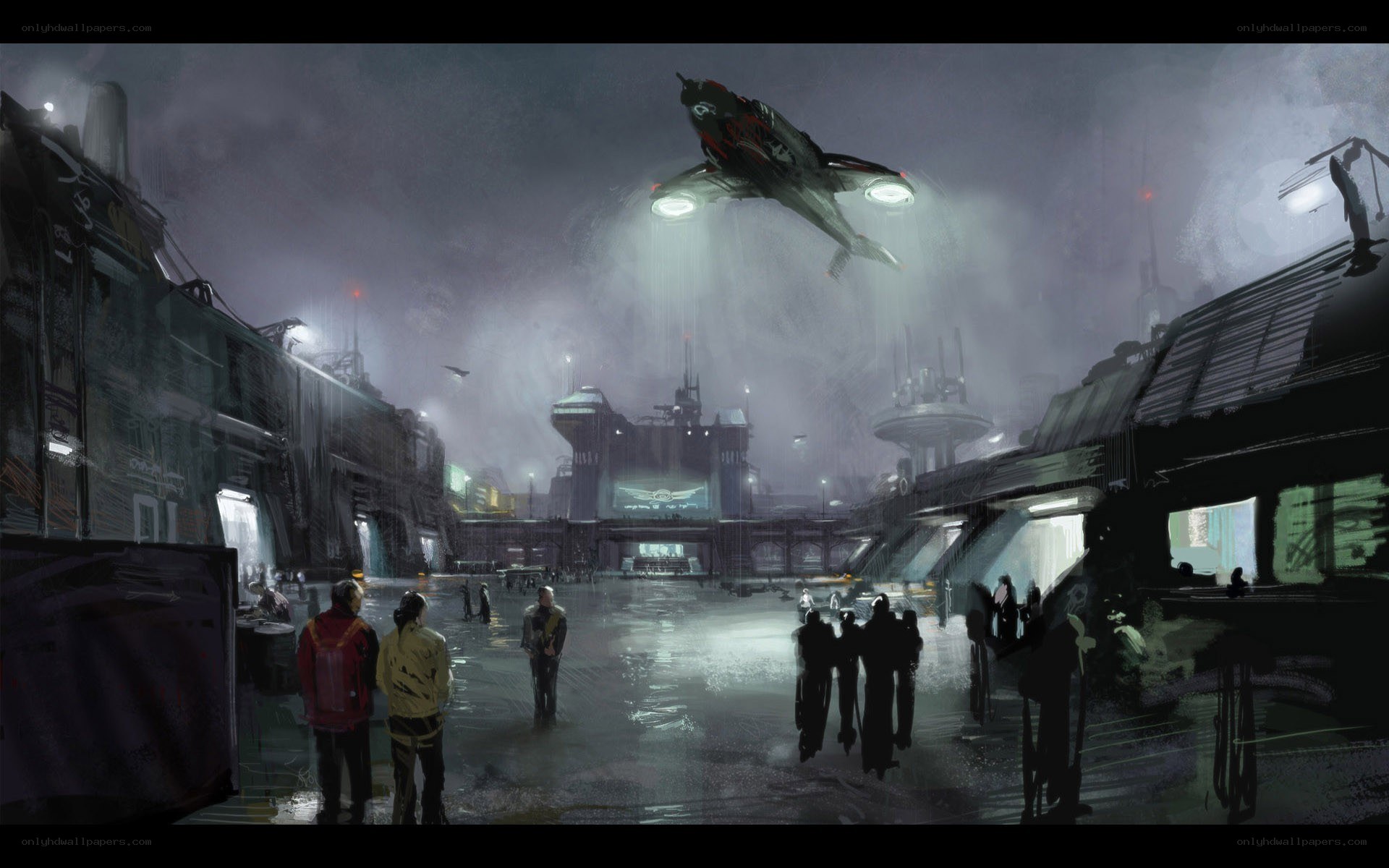 futuristic city at night