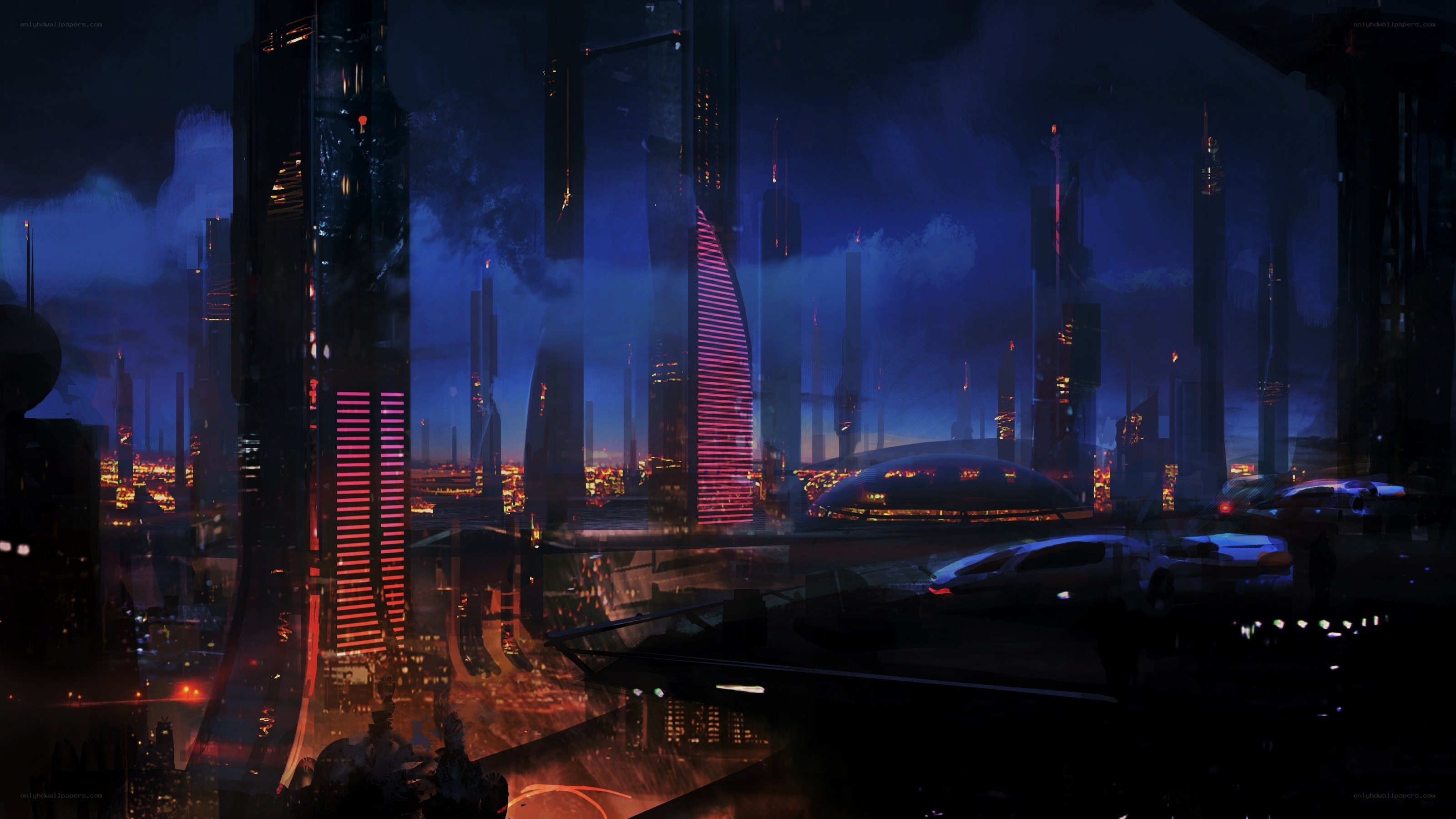 futuristic city at night