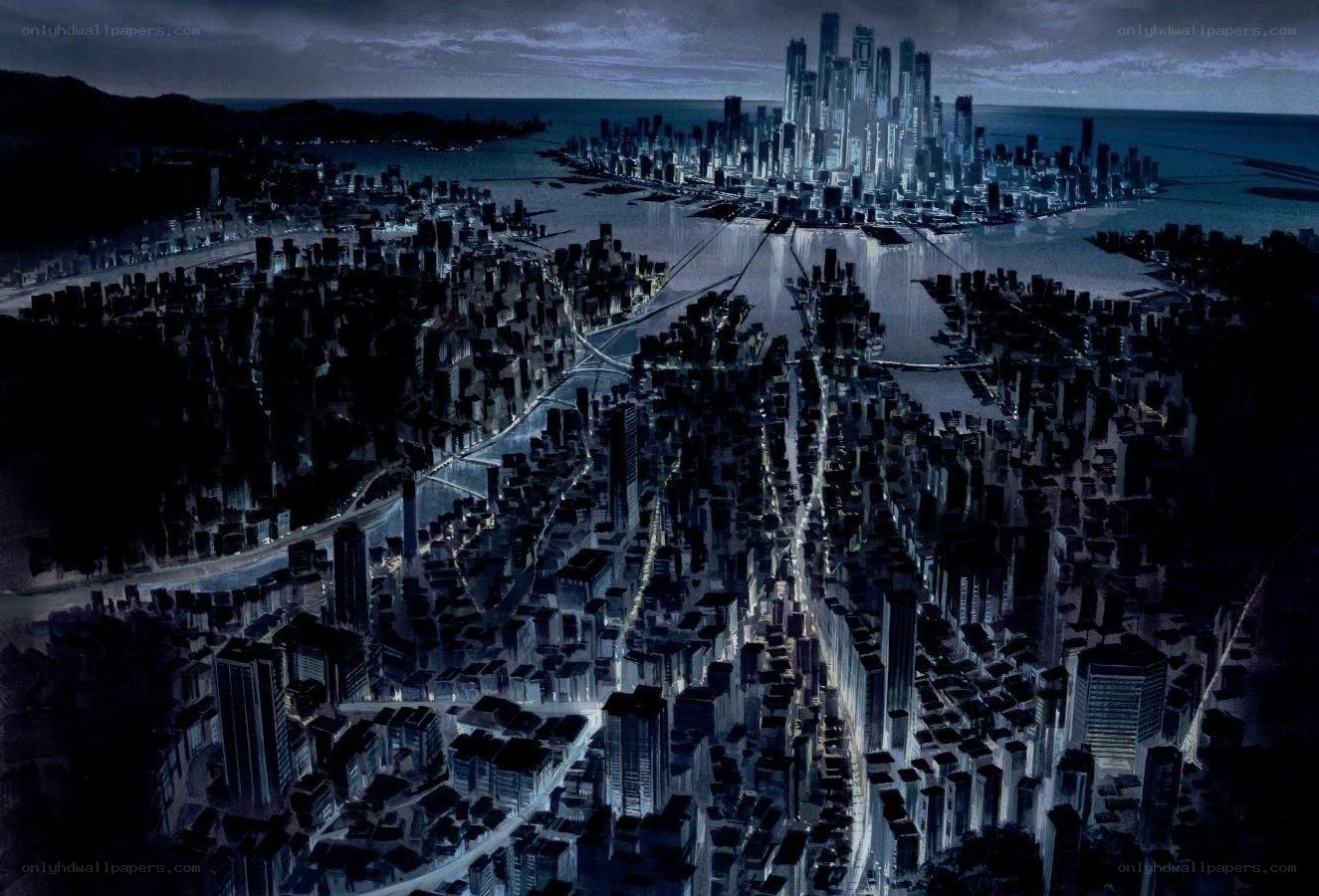 futuristic city at night