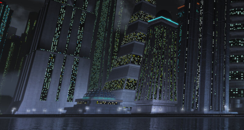 futuristic city at night