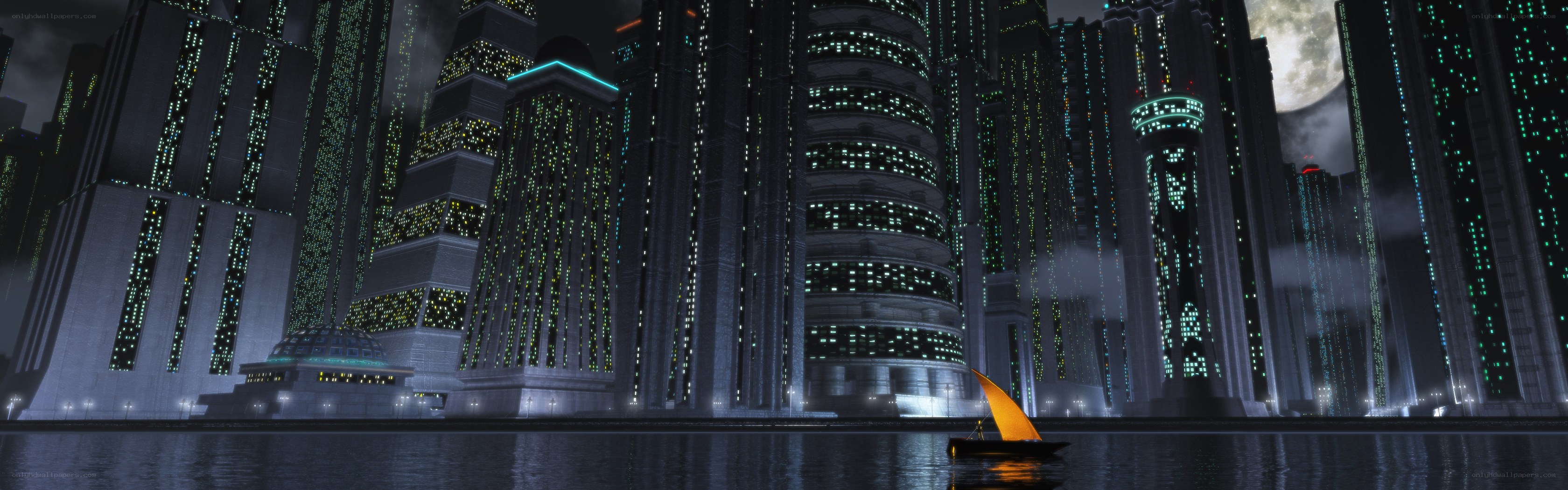 futuristic city at night