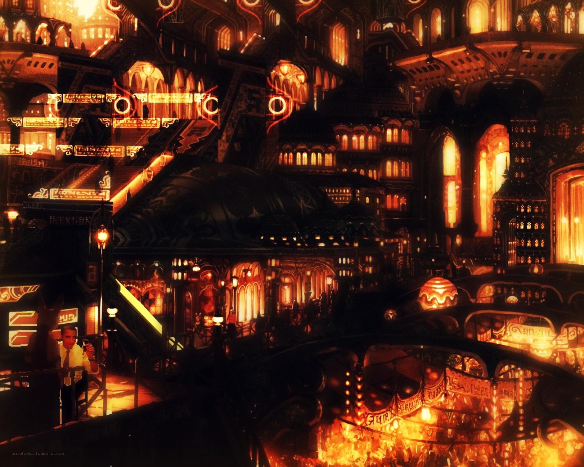 futuristic city at night