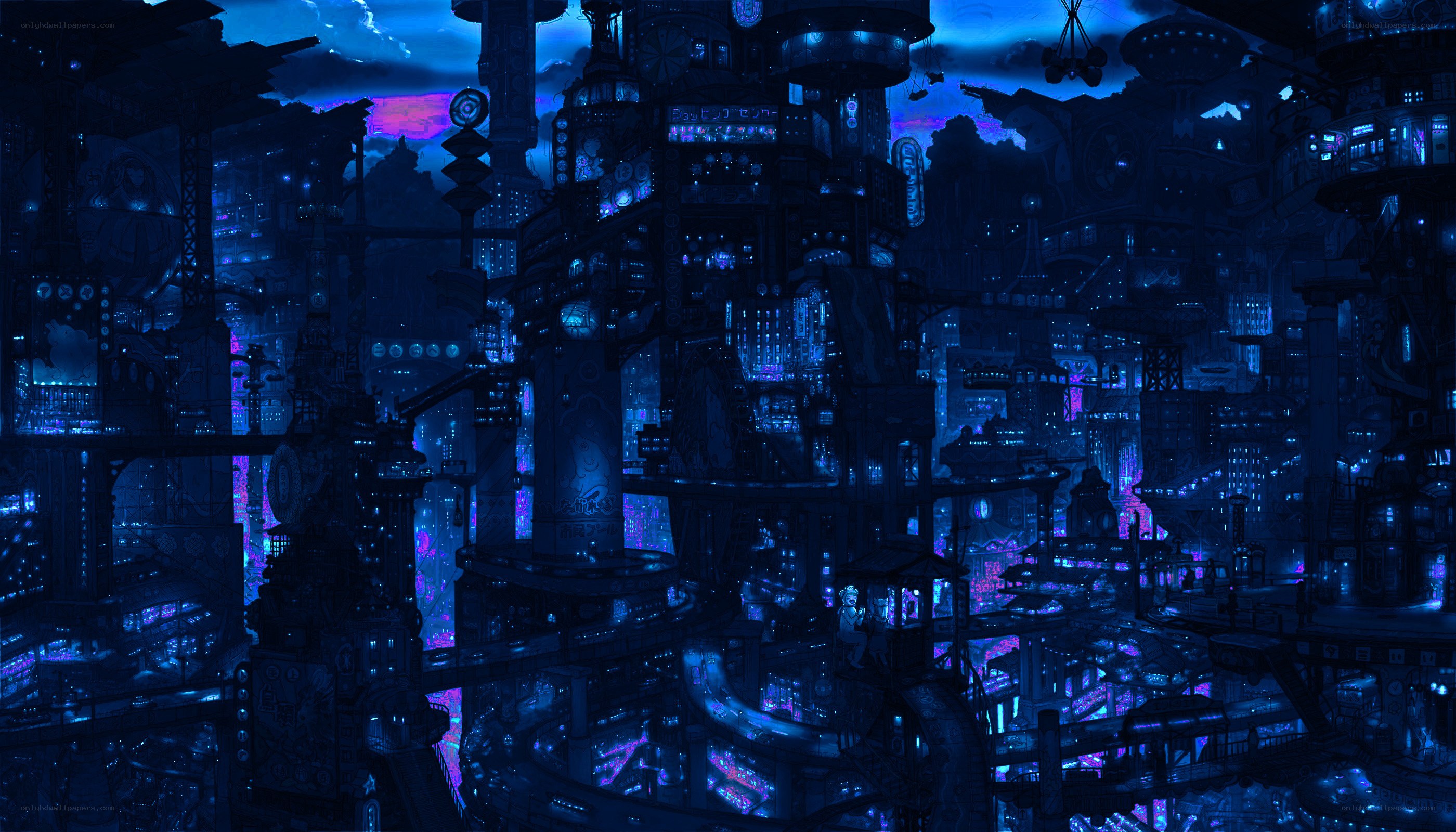 futuristic city at night