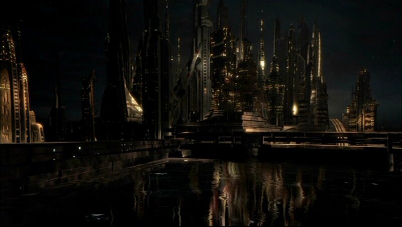 futuristic city at night