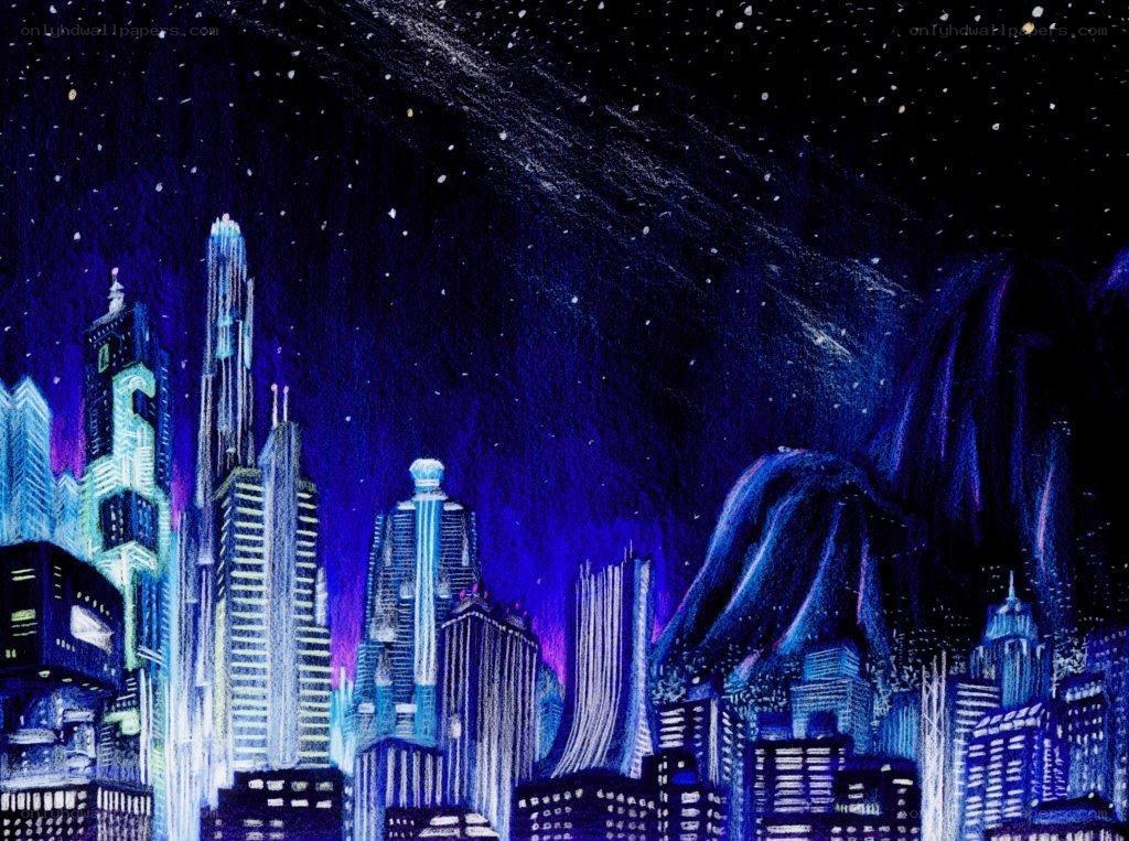 futuristic city at night