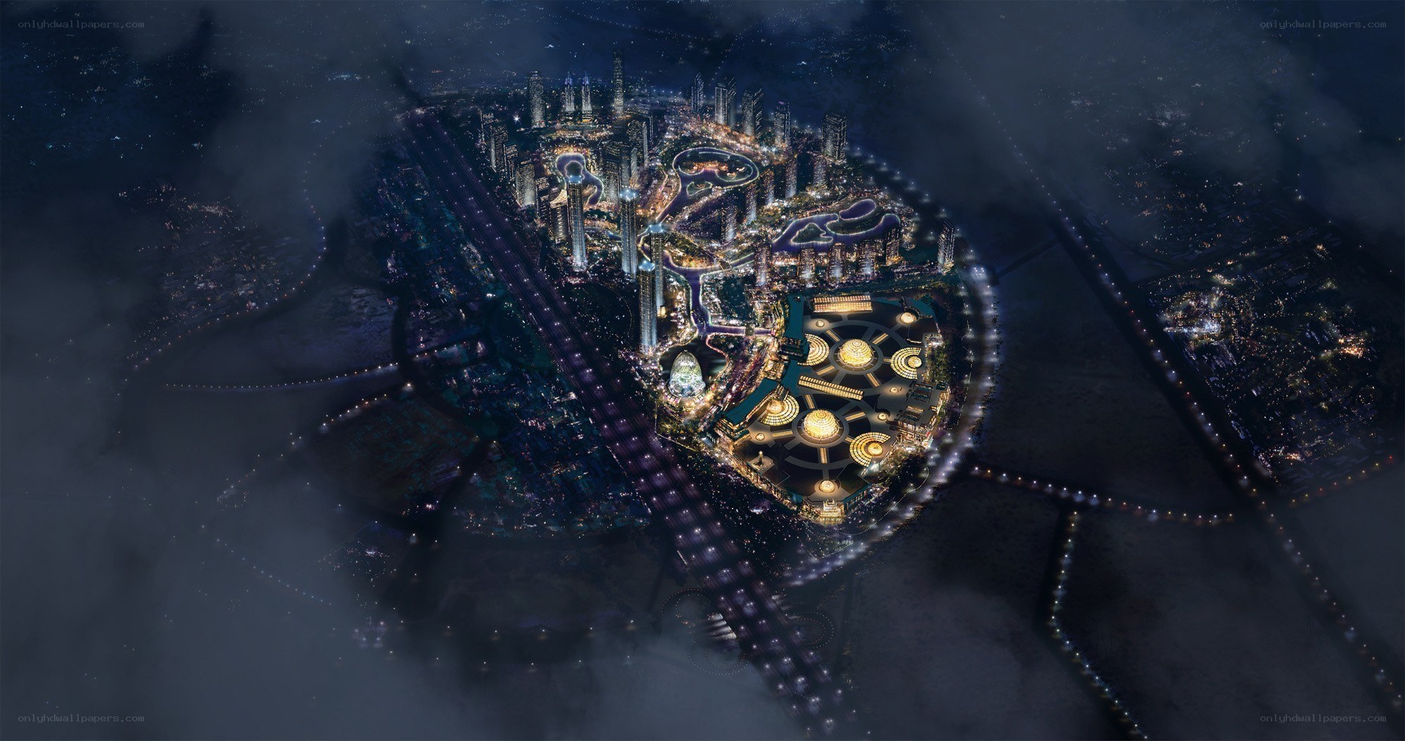futuristic city at night