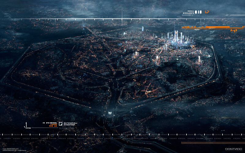 futuristic city at night