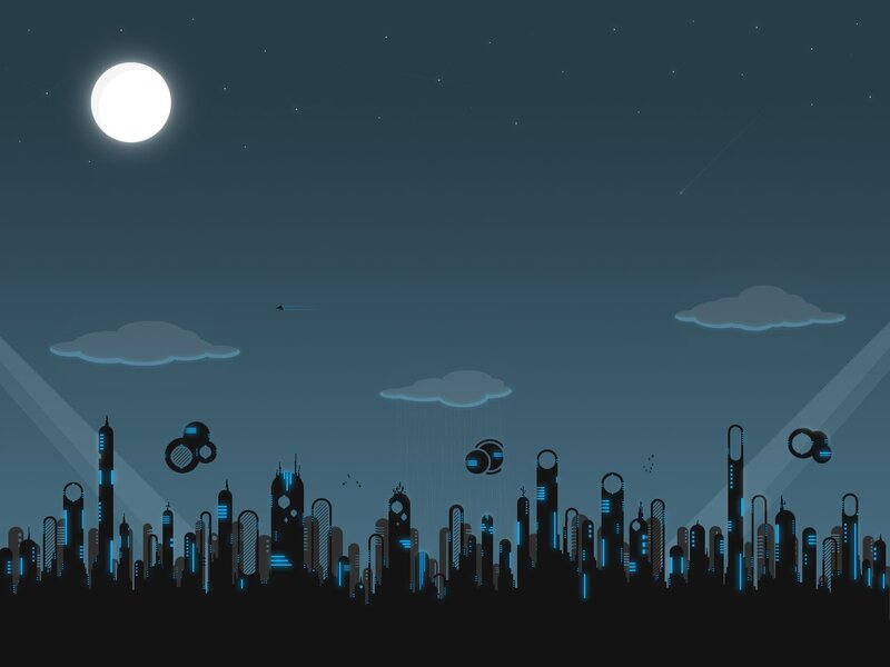 futuristic city at night