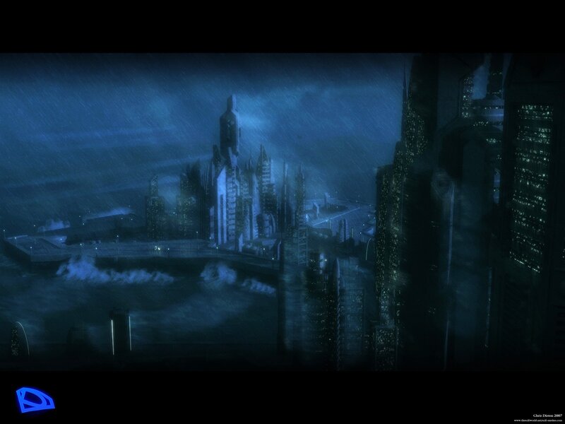 futuristic city at night
