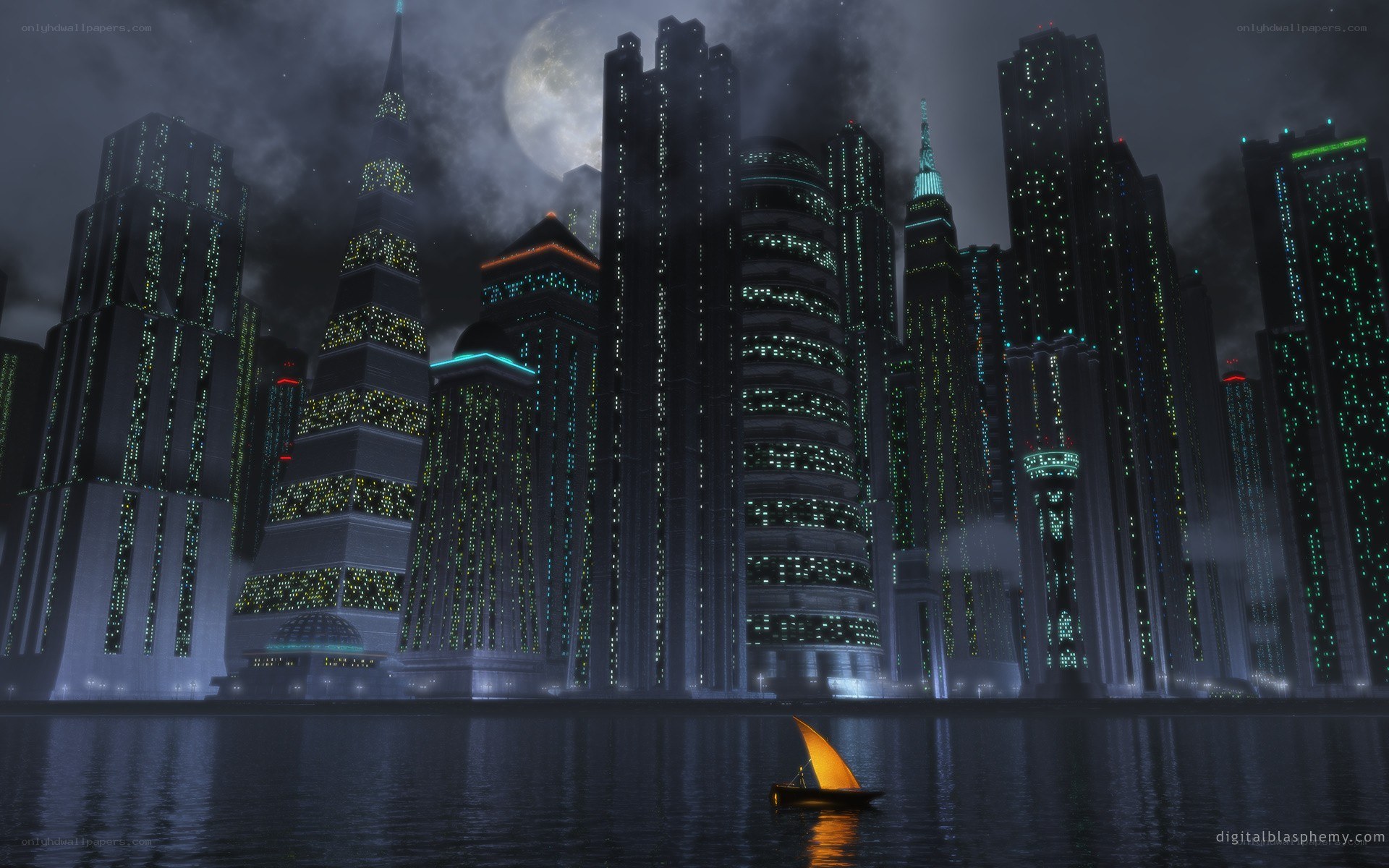 futuristic city at night