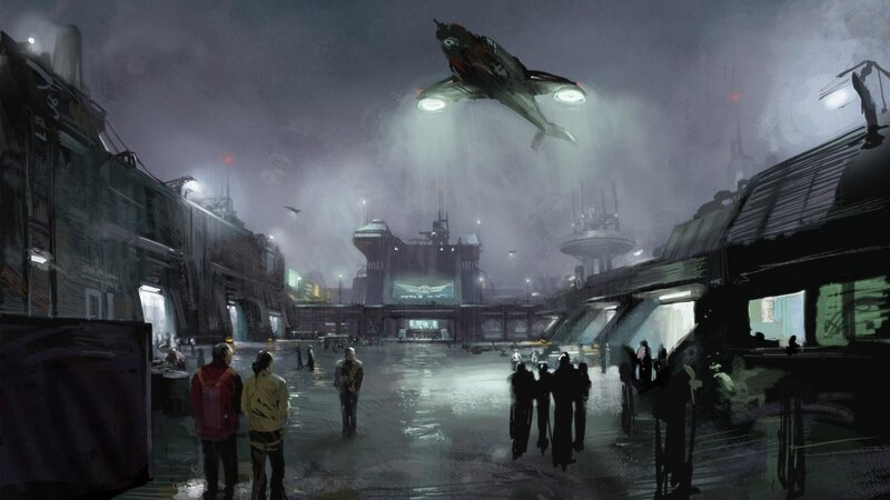 futuristic city at night