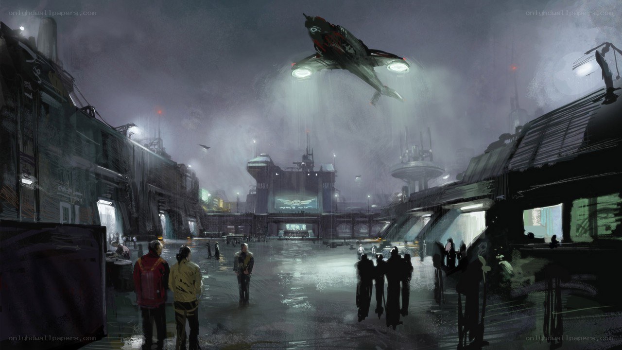 futuristic city at night