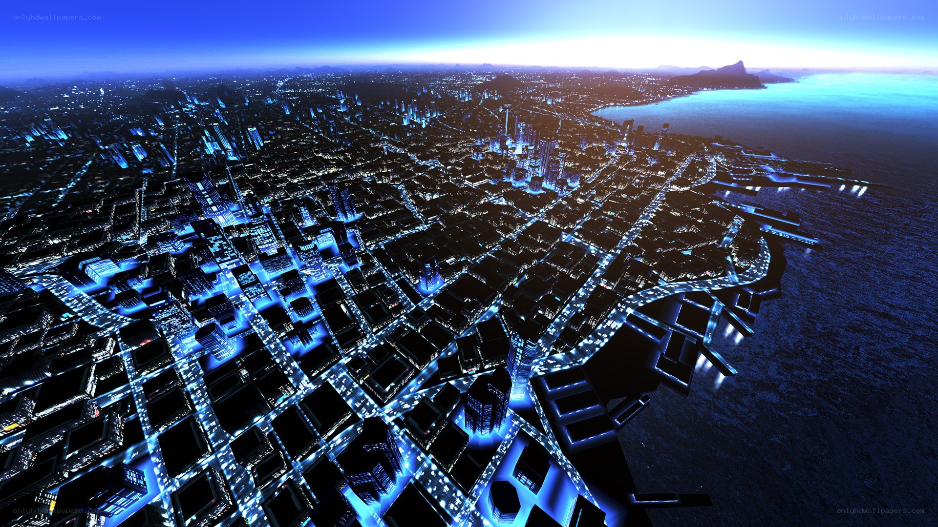 futuristic city at night