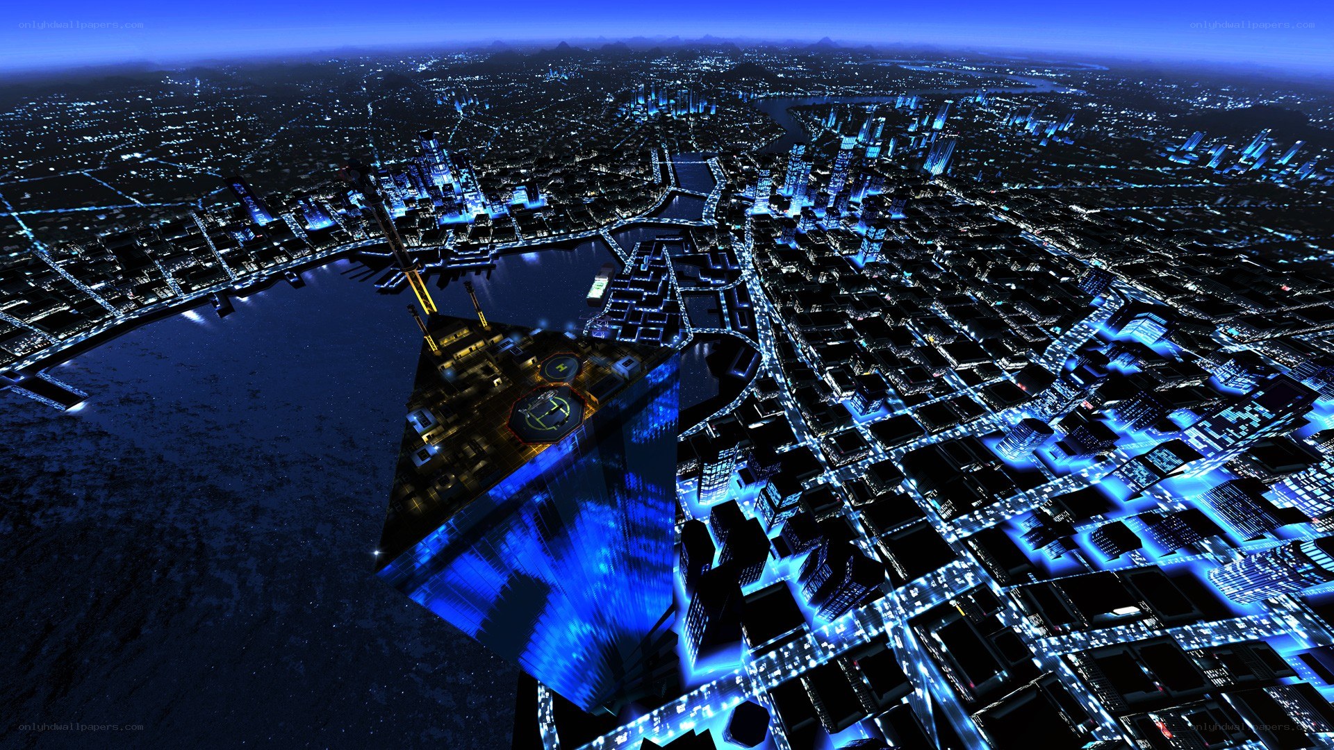 futuristic city at night