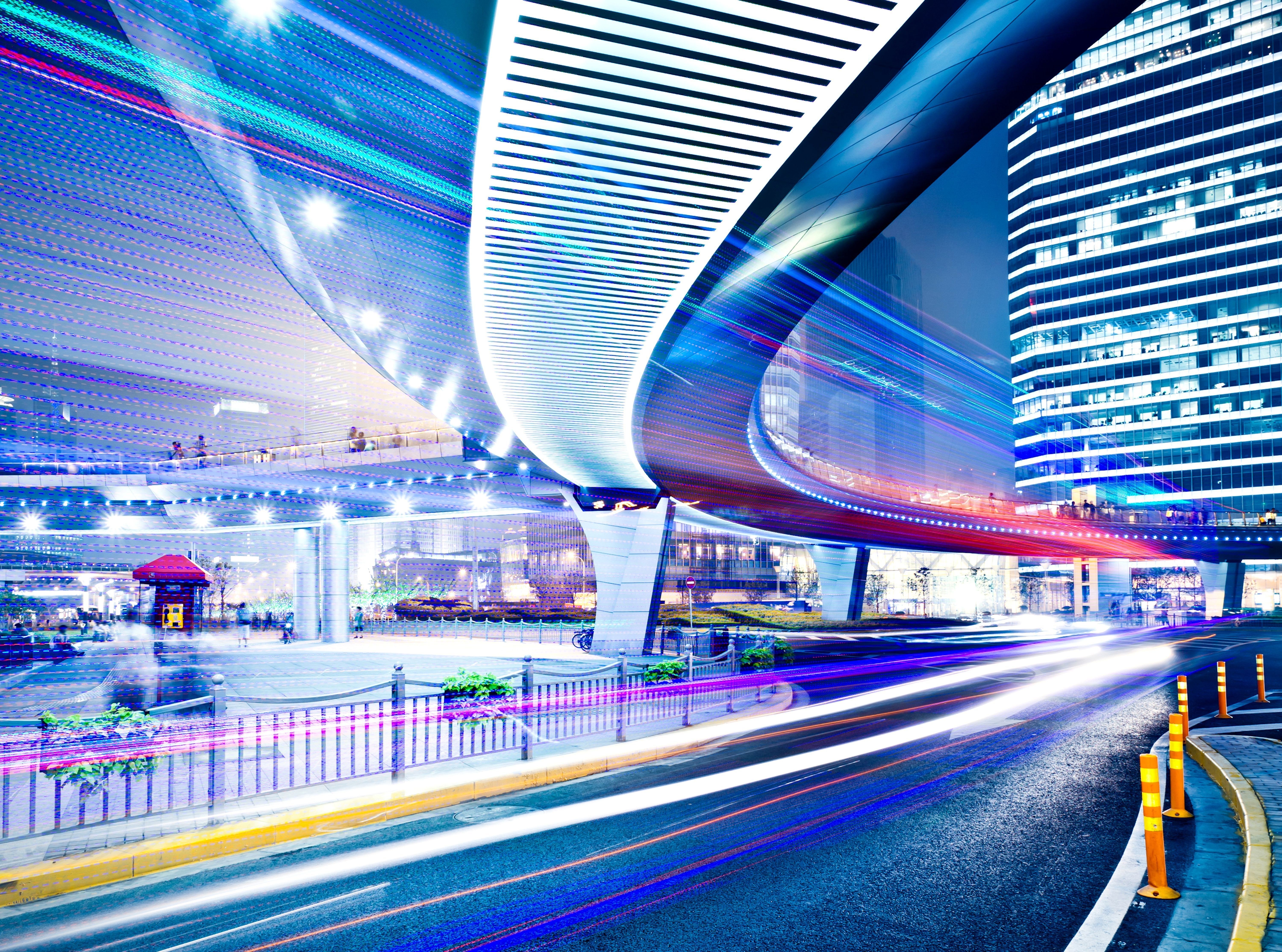 futuristic city at night