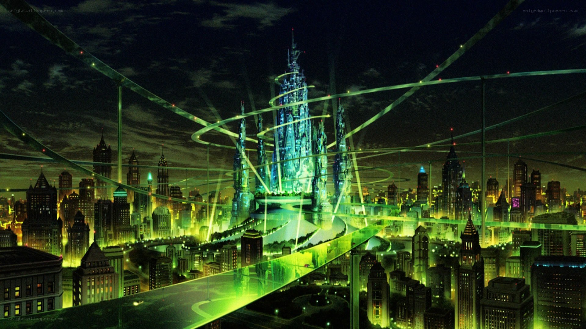 futuristic city at night