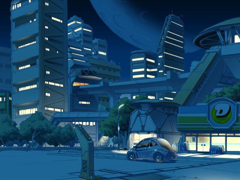 futuristic city at night