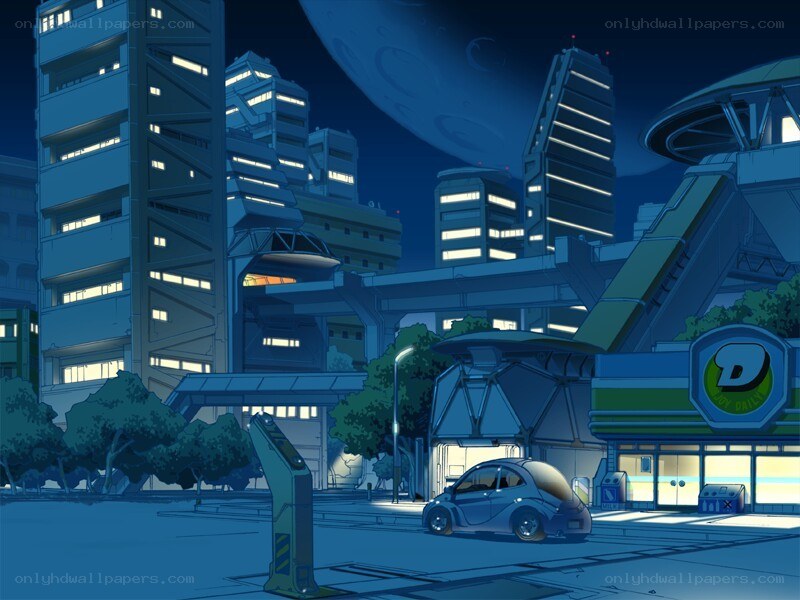 futuristic city at night