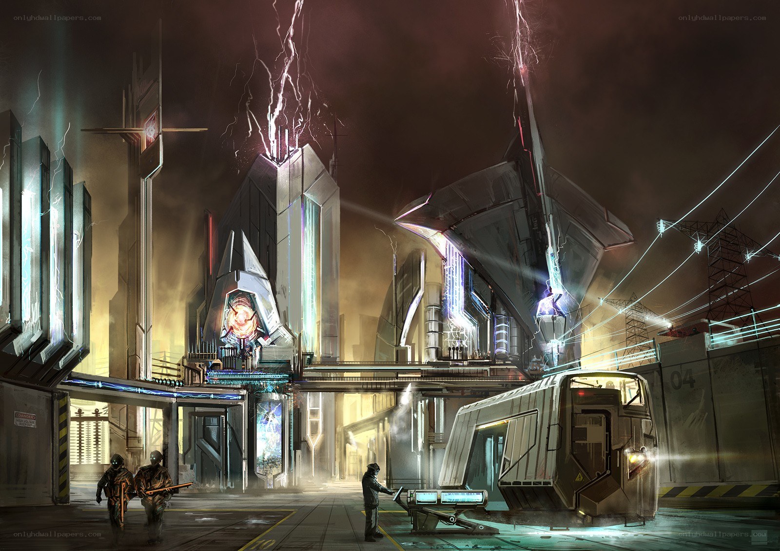 futuristic city at night