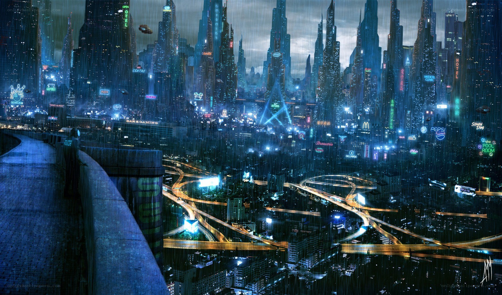 futuristic city at night