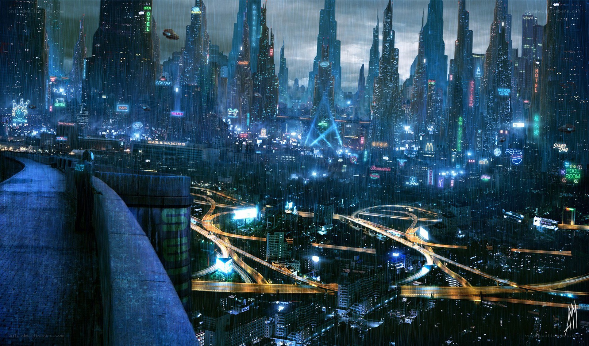 futuristic city at night